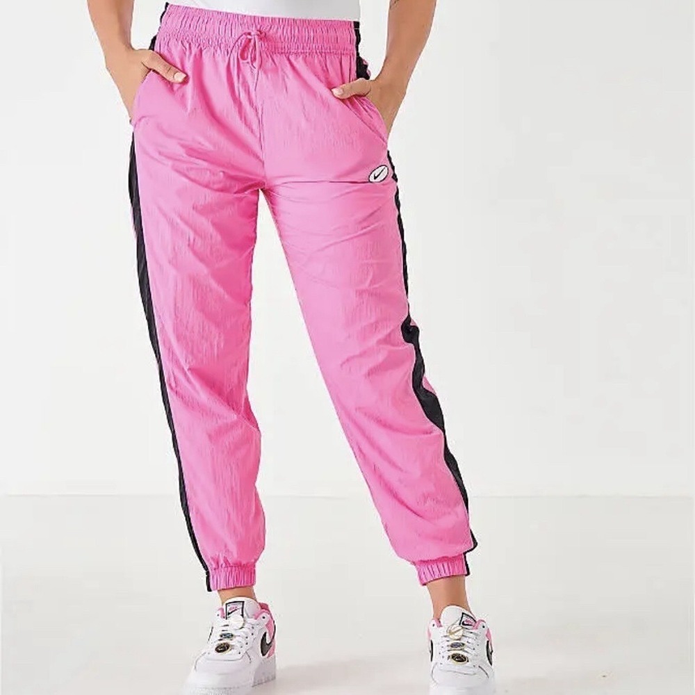 Nike Pink Black Nylon Track Pants‎ S Y2K Gym Gorpcore Hiking Retro Windbreaker